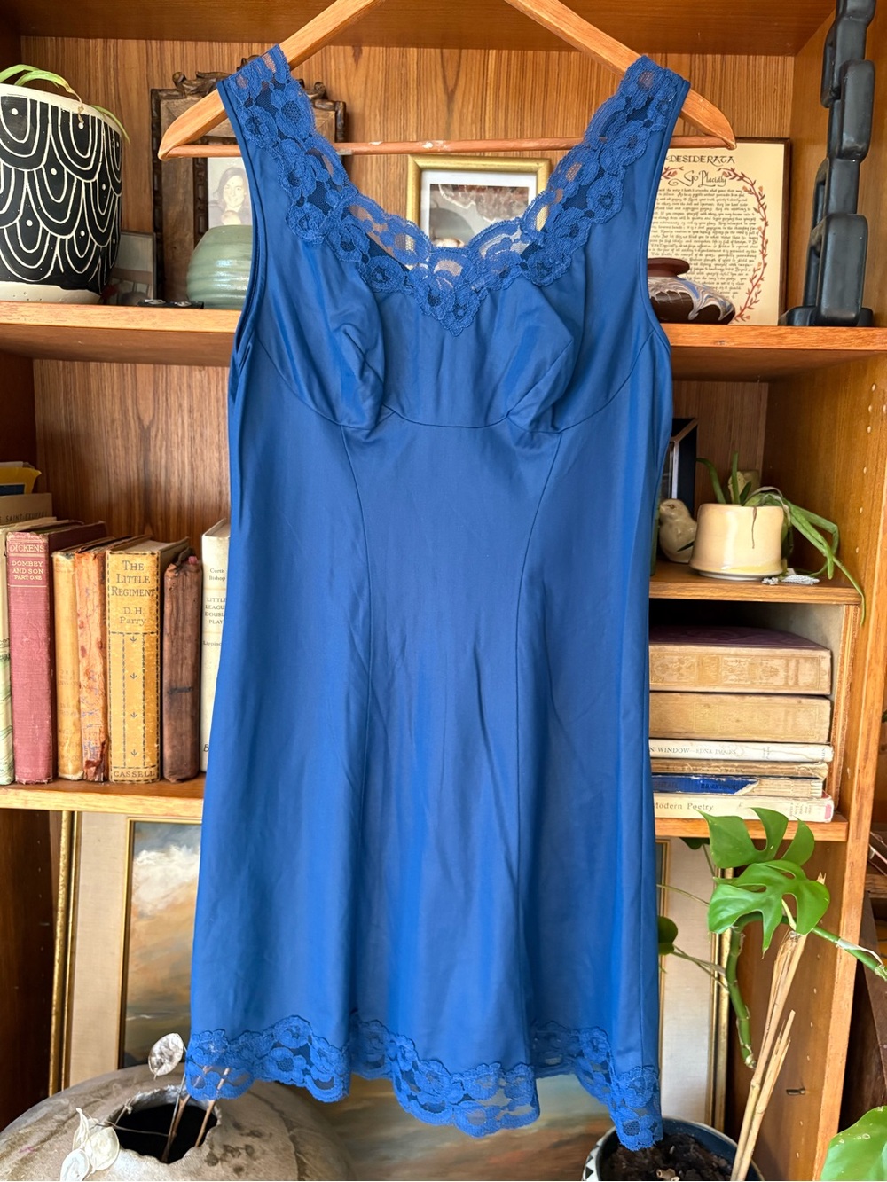 Vintage Blue Lace Slip Dress S/M Regency / Soft Girl Romantic